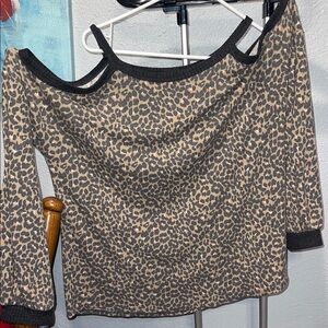 Leopard Print Off-Shoulder Blouse